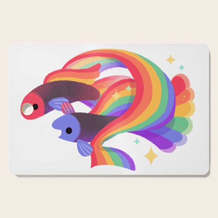 Rainbow guppy 3 Cutting Board Gallery Image 1