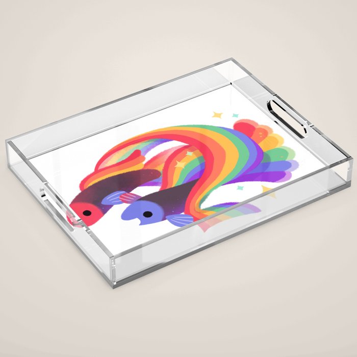 Rainbow guppy 3 Acrylic Tray Gallery Image 1
