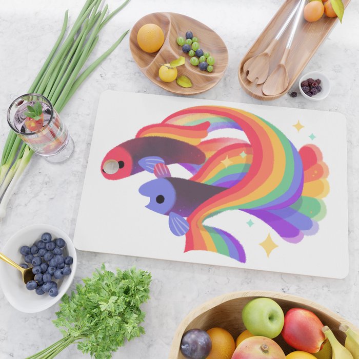 Rainbow guppy 3 Cutting Board Gallery Image 2