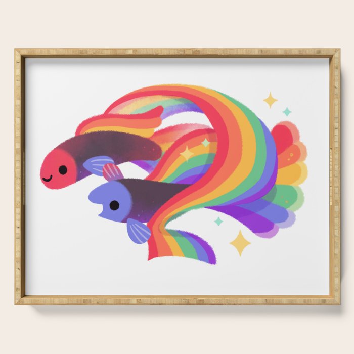Rainbow guppy 3 Serving Tray Gallery Image 1