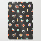 Retro cartoon sticker doodle pattern Cutting Board Gallery Image 1
