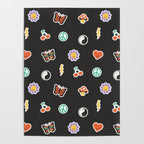 Retro cartoon sticker doodle pattern Poster Gallery Image 4