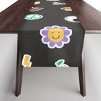 Retro cartoon sticker doodle pattern Table Runner Gallery Image 1