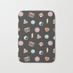 Retro cartoon sticker doodle pattern Bath Mat Gallery Image 1