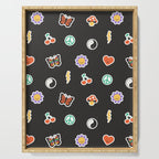 Retro cartoon sticker doodle pattern Serving Tray Gallery Image 1