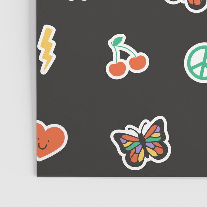 Retro cartoon sticker doodle pattern Poster Gallery Image 3