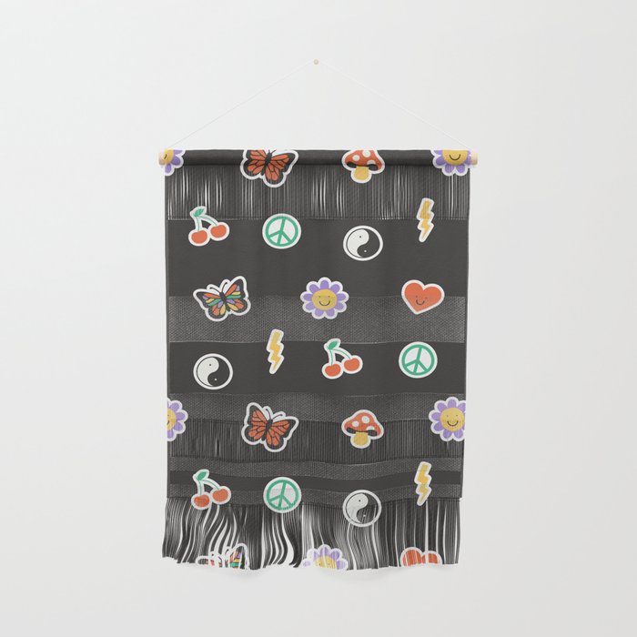 Retro cartoon sticker doodle pattern Wall Hanging Gallery Image 1