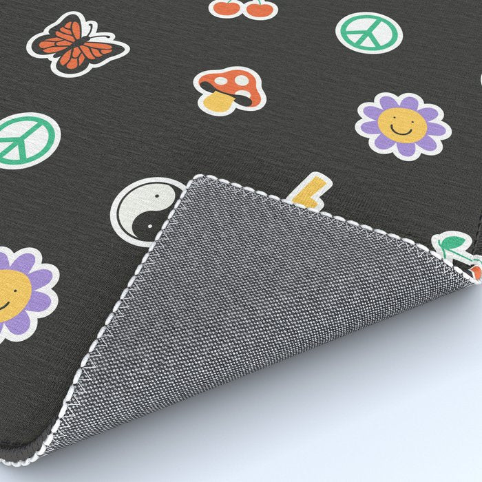 Retro cartoon sticker doodle pattern Rug Gallery Image 4