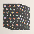 Retro cartoon sticker doodle pattern Wrapping Paper Gallery Image 3