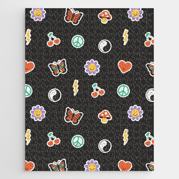 Retro cartoon sticker doodle pattern Jigsaw Puzzle Gallery Image 1