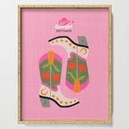 Cowgirl boots - 'Booty-licious' pun in pink Serving Tray Gallery Image 1