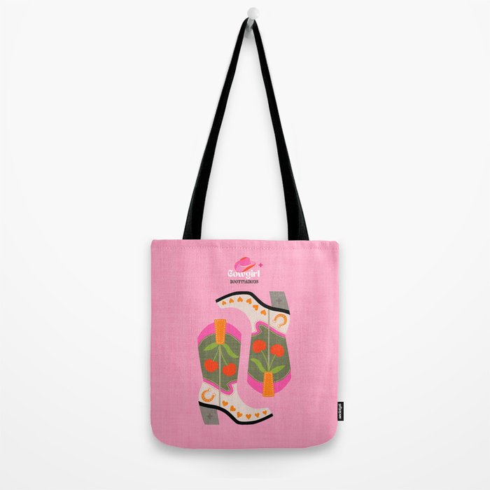Cowgirl boots - 'Booty-licious' pun in pink Tote Bag Gallery Image 2
