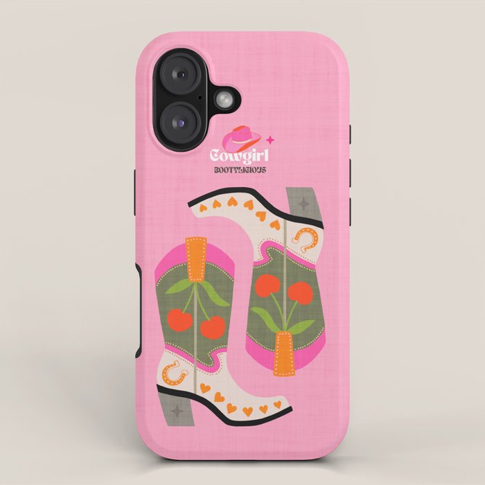 Cowgirl boots - 'Booty-licious' pun in pink iPhone Case Gallery Image 1