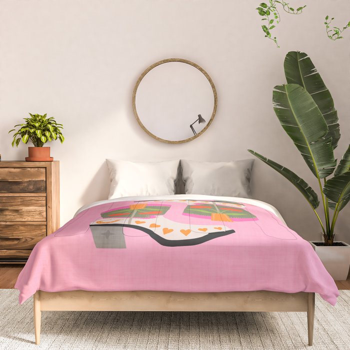 Cowgirl boots - 'Booty-licious' pun in pink Comforter Gallery Image 3