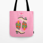 Cowgirl boots - 'Booty-licious' pun in pink Tote Bag Gallery Image 1