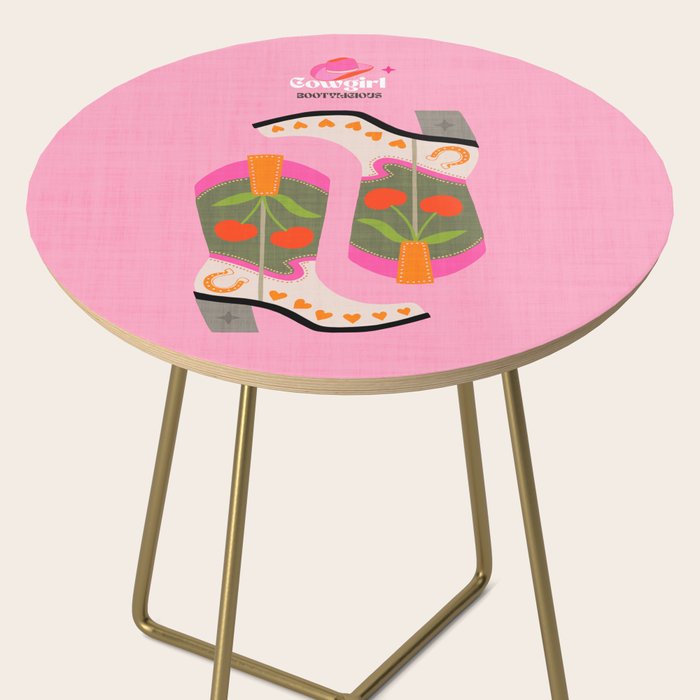 Cowgirl boots - 'Booty-licious' pun in pink Side Table Gallery Image 2
