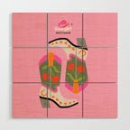 Cowgirl boots - 'Booty-licious' pun in pink Wood Wall Art Gallery Image 1