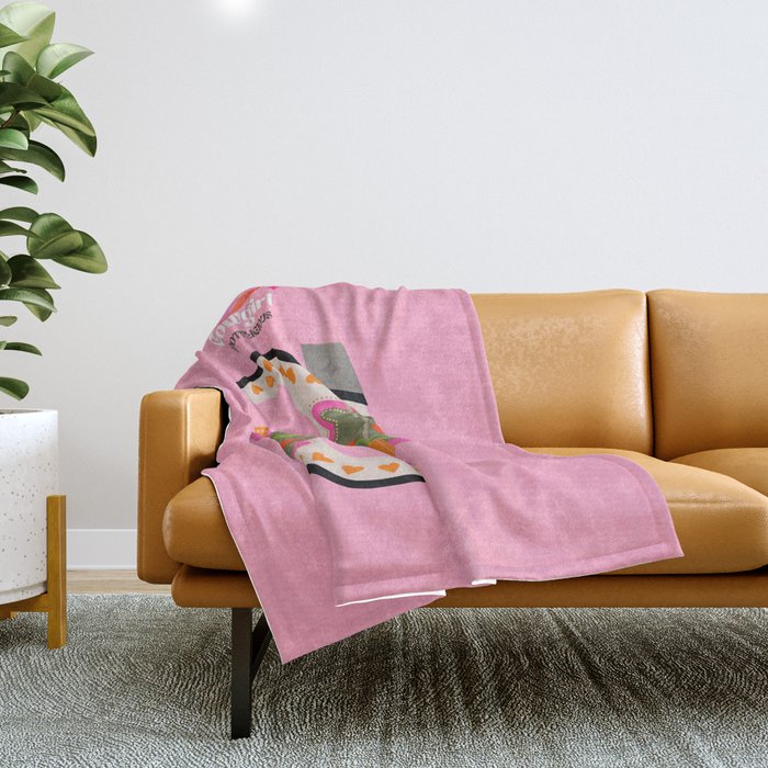 Cowgirl boots - 'Booty-licious' pun in pink Throw Blanket Gallery Image 1