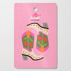 Cowgirl boots - 'Booty-licious' pun in pink Cutting Board Gallery Image 1