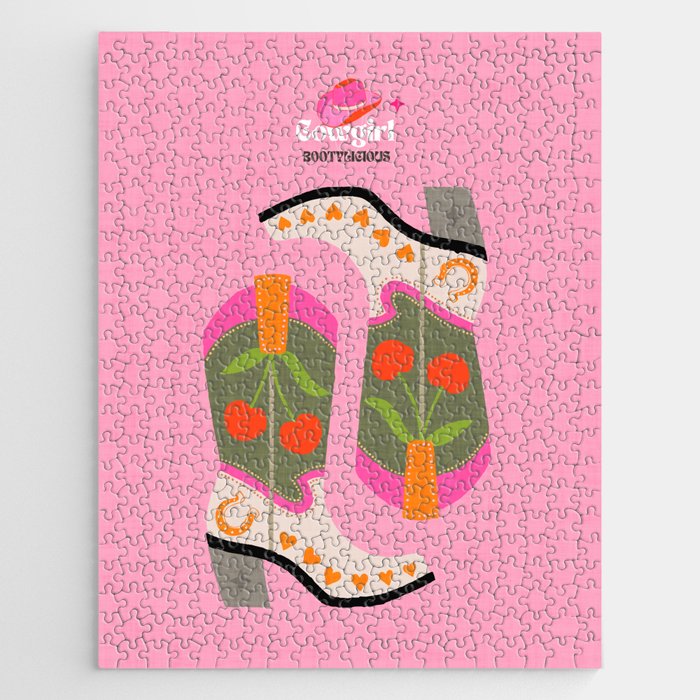 Cowgirl boots - 'Booty-licious' pun in pink Jigsaw Puzzle Gallery Image 1