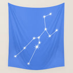 Taurus Zodiac Star Constellation Line Art Bright Blue Wall Tapestry Gallery Image 4