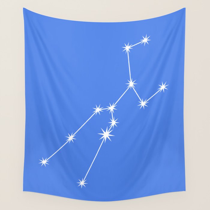 Taurus Zodiac Star Constellation Line Art Bright Blue Wall Tapestry Gallery Image 4