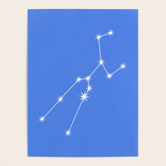 Taurus Zodiac Star Constellation Line Art Bright Blue Poster Gallery Image 4
