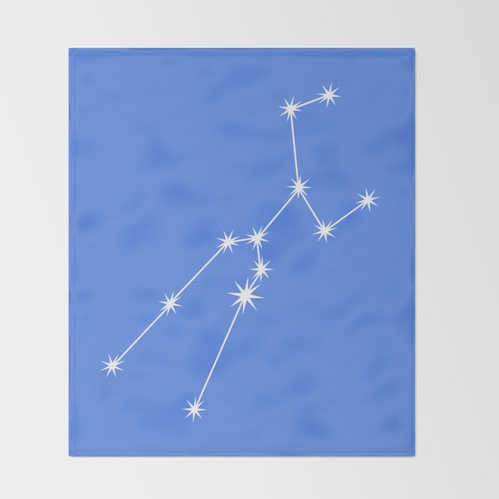 Taurus Zodiac Star Constellation Line Art Bright Blue Throw Blanket Gallery Image 2