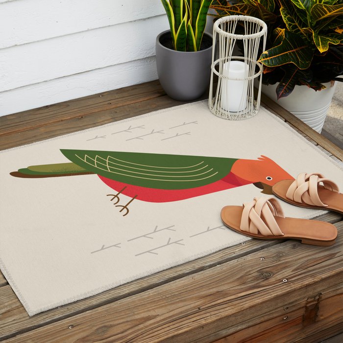Australian King Parrot, Bird of Australia Outdoor Rug Gallery Image 2
