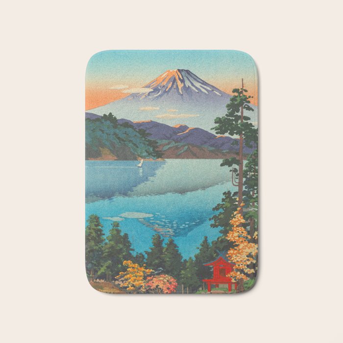 Tsuchiya Koitsu Vintage Japanese Woodblock Print Fall Autumn Mount Fuji Bath Mat Gallery Image 1