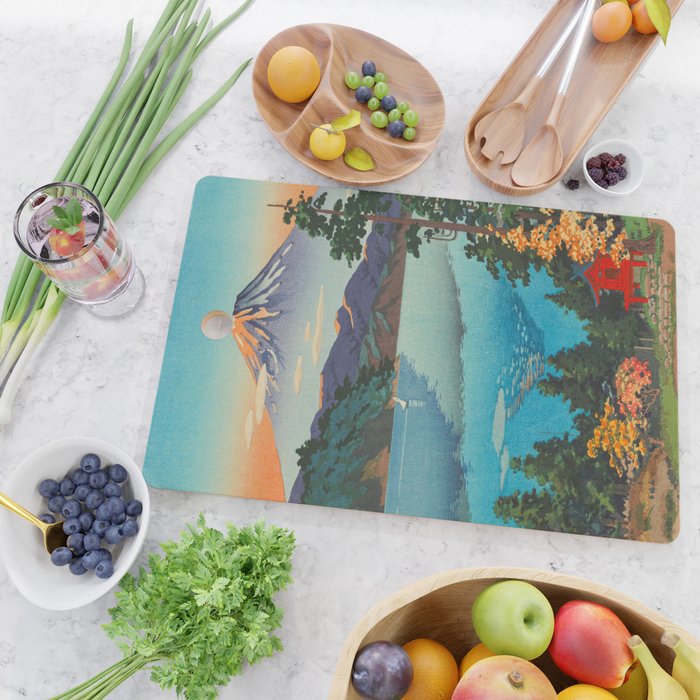 Tsuchiya Koitsu Vintage Japanese Woodblock Print Fall Autumn Mount Fuji Cutting Board Gallery Image 2