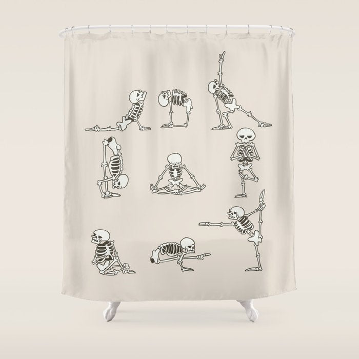 Skeleton Yoga Shower Curtain Gallery Image 1