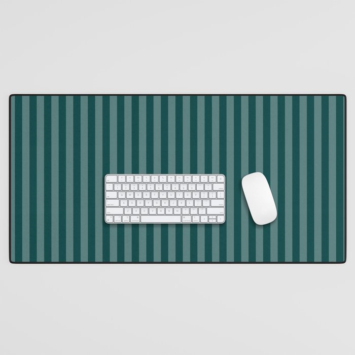 Dark Teal Thin Vertical Stripes Desk Mat Gallery Image 1