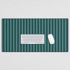 Dark Teal Thin Vertical Stripes Desk Mat Gallery Image 1
