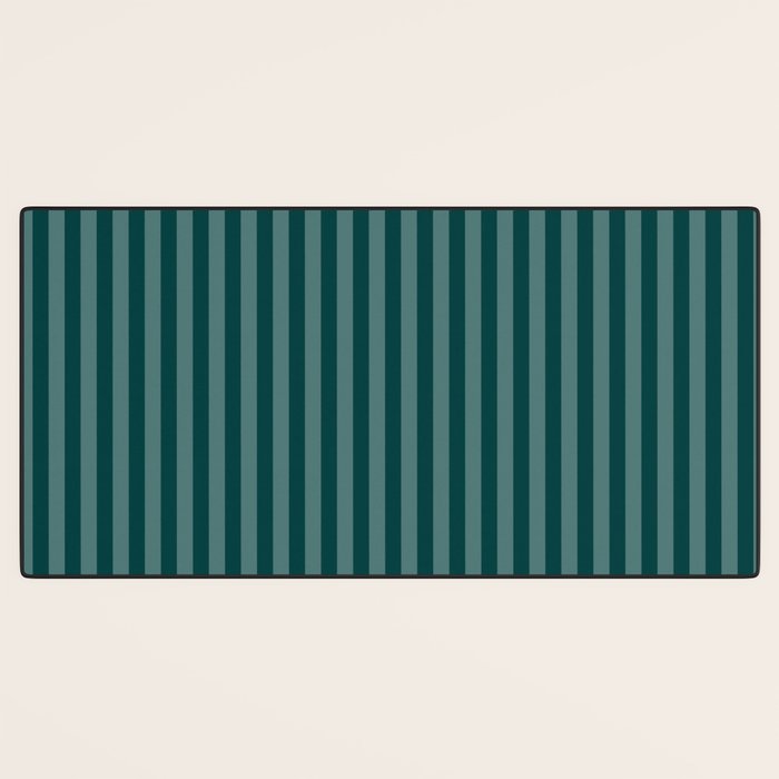Dark Teal Thin Vertical Stripes Desk Mat Gallery Image 3