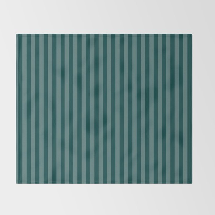 Dark Teal Thin Vertical Stripes Throw Blanket Gallery Image 2