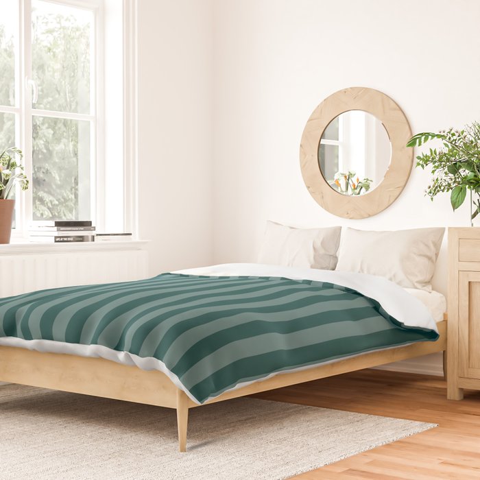Dark Teal Thin Vertical Stripes Duvet Cover Gallery Image 2