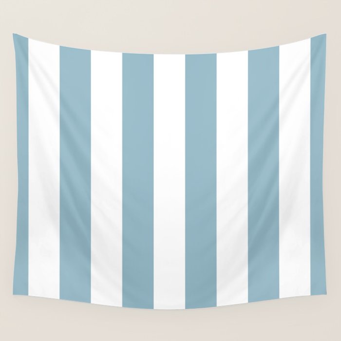 Large Baby Blue and White Vertical Cabana Tent Stripes Wall Tapestry Gallery Image 4