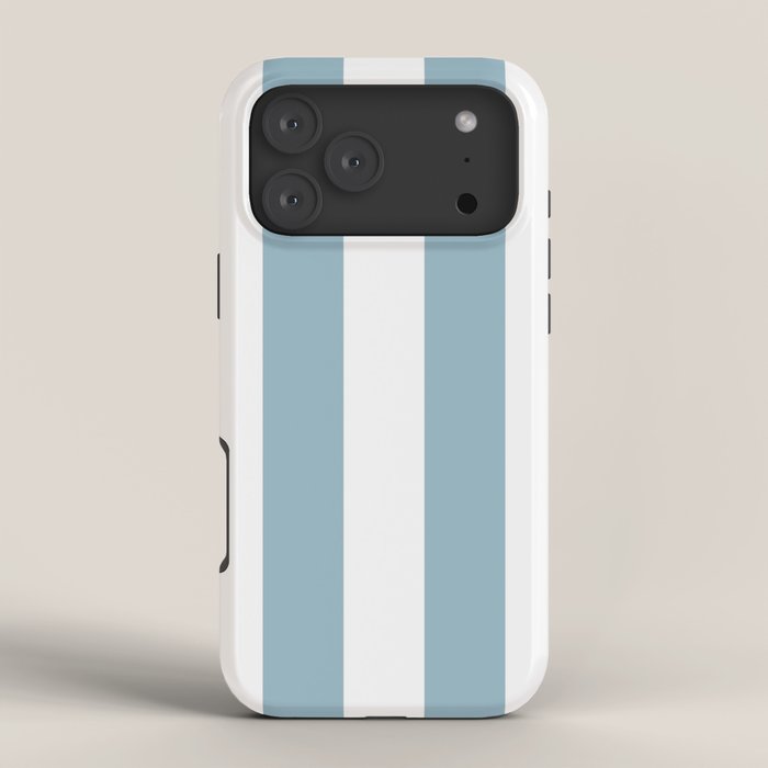 Large Baby Blue and White Vertical Cabana Tent Stripes iPhone Case Gallery Image 4