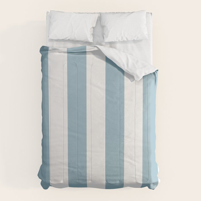 Large Baby Blue and White Vertical Cabana Tent Stripes Comforter Gallery Image 1