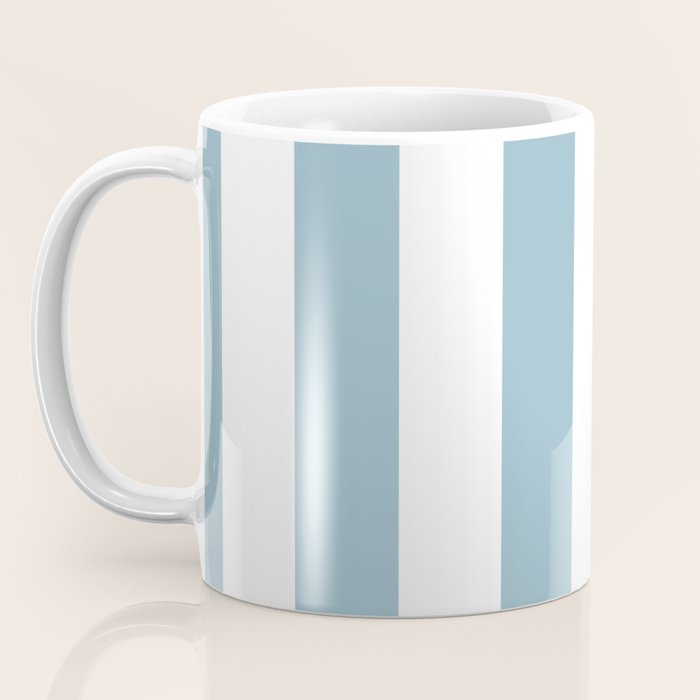 Large Baby Blue and White Vertical Cabana Tent Stripes Coffee Mug Gallery Image 3
