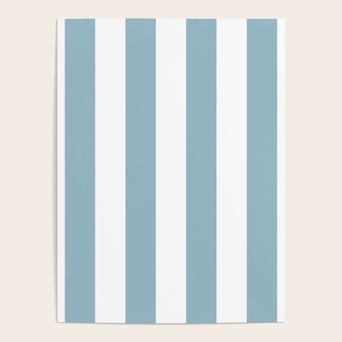 Large Baby Blue and White Vertical Cabana Tent Stripes Poster Gallery Image 4