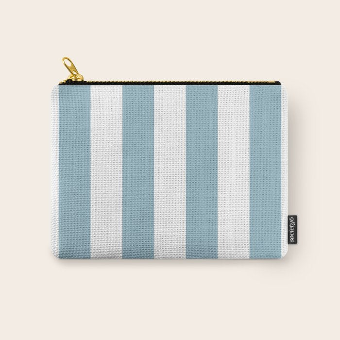Large Baby Blue and White Vertical Cabana Tent Stripes Carry All Pouch Gallery Image 1