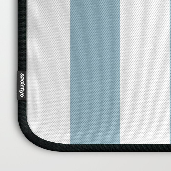 Large Baby Blue and White Vertical Cabana Tent Stripes Laptop Sleeve Gallery Image 3