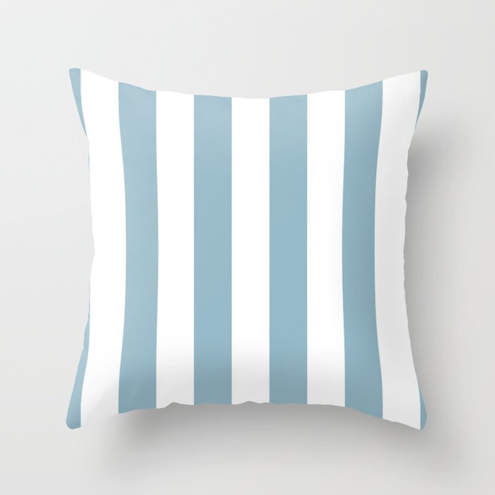 Large Baby Blue and White Vertical Cabana Tent Stripes Throw Pillow Gallery Image 1