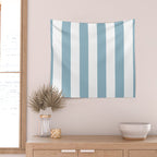 Large Baby Blue and White Vertical Cabana Tent Stripes Wall Tapestry Gallery Image 2