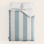 Large Baby Blue and White Vertical Cabana Tent Stripes Comforter Gallery Image 6