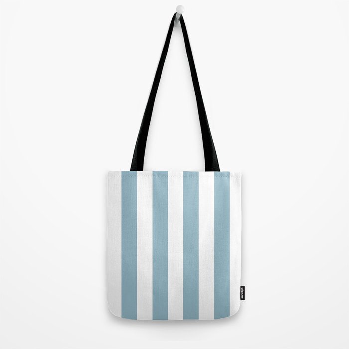 Large Baby Blue and White Vertical Cabana Tent Stripes Tote Bag Gallery Image 2