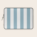 Large Baby Blue and White Vertical Cabana Tent Stripes Laptop Sleeve Gallery Image 1
