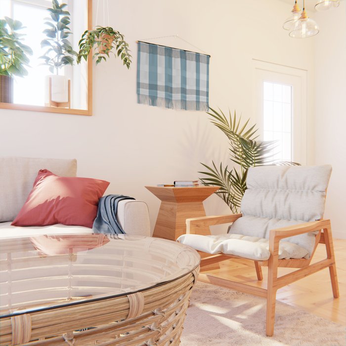 Large Baby Blue and White Vertical Cabana Tent Stripes Wall Hanging Gallery Image 2